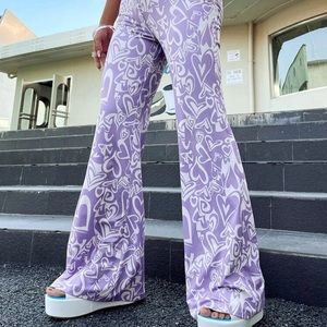 Retro Purple printed Flare Pants